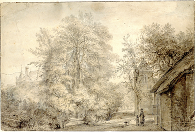 203078 Gezicht op de kapel bij het kasteel De Haar te Haarzuilens, met links op de achtergrond het ...